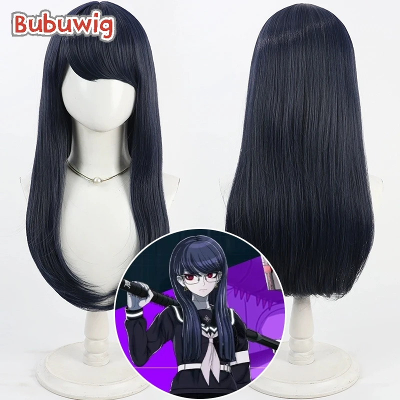 

Bubuwig Синтетические волосы Hiruko Shizuhara Косплей Парики The Hundred Line: Last Defense Academy 65 см Темно-синий парик Термостойкий