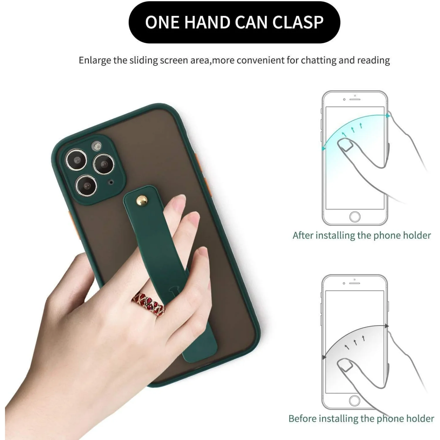 2 قطعة هاتف محمول قابل للإزالة وإعادة الاستخدام، مسند إصبع تلسكوبي، حامل هاتف من السيليكون وإصبع محمول