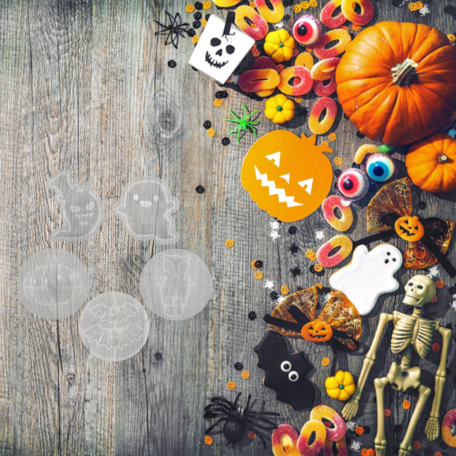 

1 Set Halloween Resin Ghost Pumpkin Bat Owl Earring Molds Silicone Jewelry Crafts Wind Chime Decor Gift For Diy Party Costume