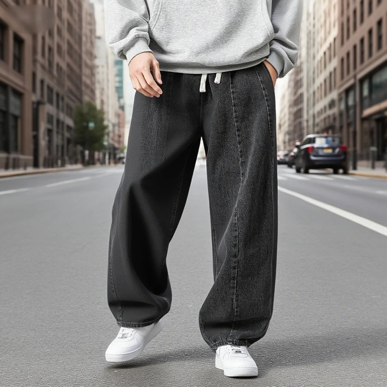

2025 New Four Seasons Heavy Industry Fashion Men's Lantern Pants Three color Casual Loose Breathable Wide Leg Jeans