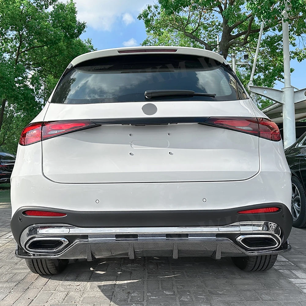

Для Mercedes-Benz GLC Class X254 GLC260 300 2023+ 3 шт. ABS-пластик, глянцевый черный, карбоновый диффузор-спойлер на задний бампер