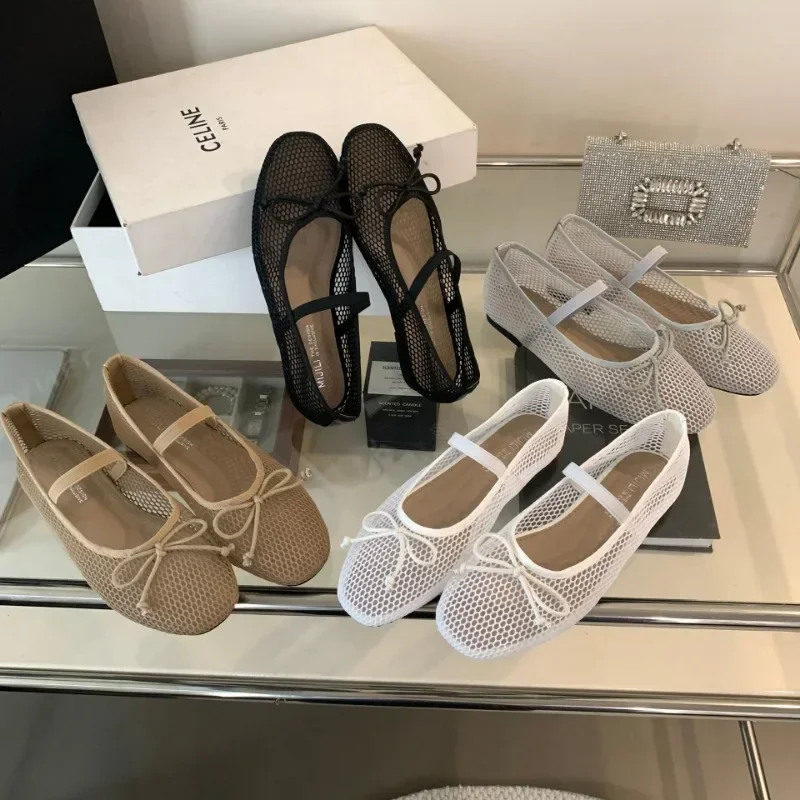 Zapatos planos De malla para Mujer, bailarinas elegantes De tacón plano suave, informales, 2024