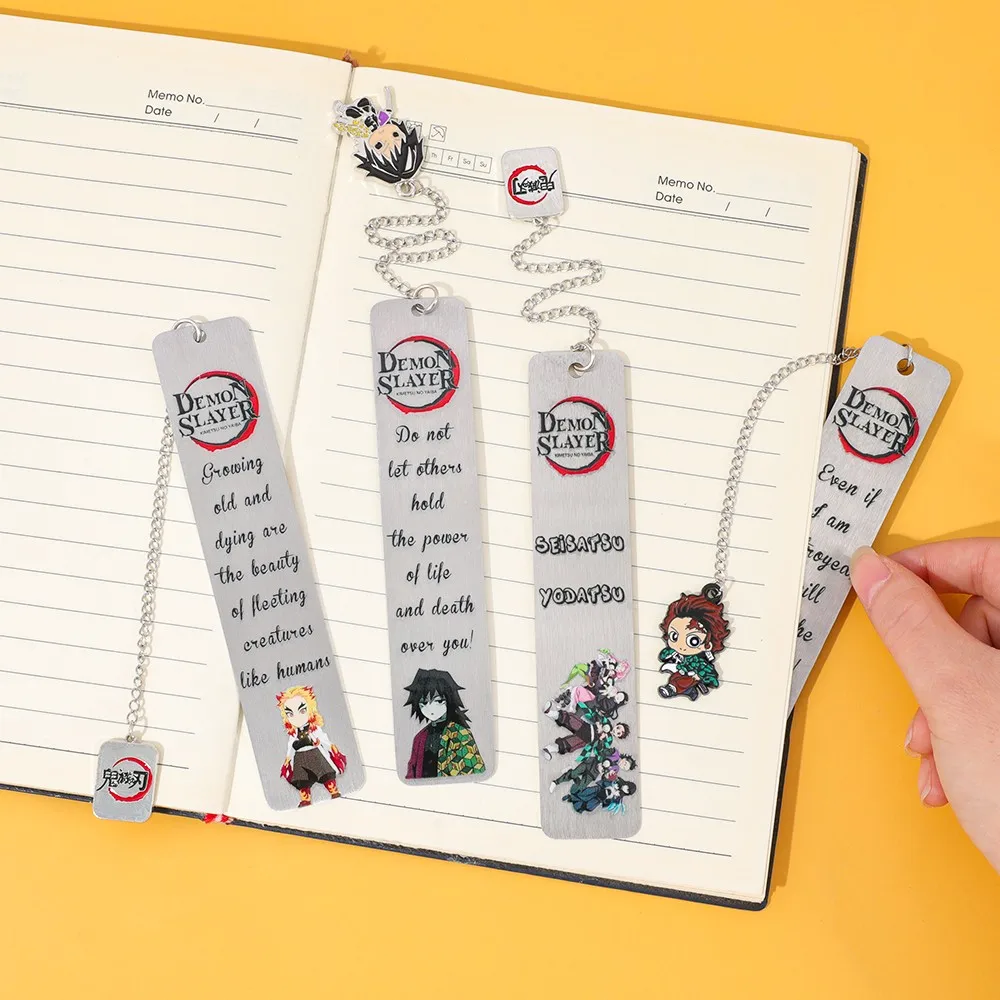 علامة مرجعية معدنية لقاتل الشياطين مع سحر وقتباسات Tanjiro/Giyu، هدية أنيمي لمحبي، مثالية لقارئ المانجا #6