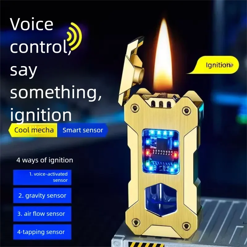 Smart Mecha Voice-Activated Induction Lighter Dual-Use Oil & Electric High-End Gift with Type-C Fast Charging for Luxury