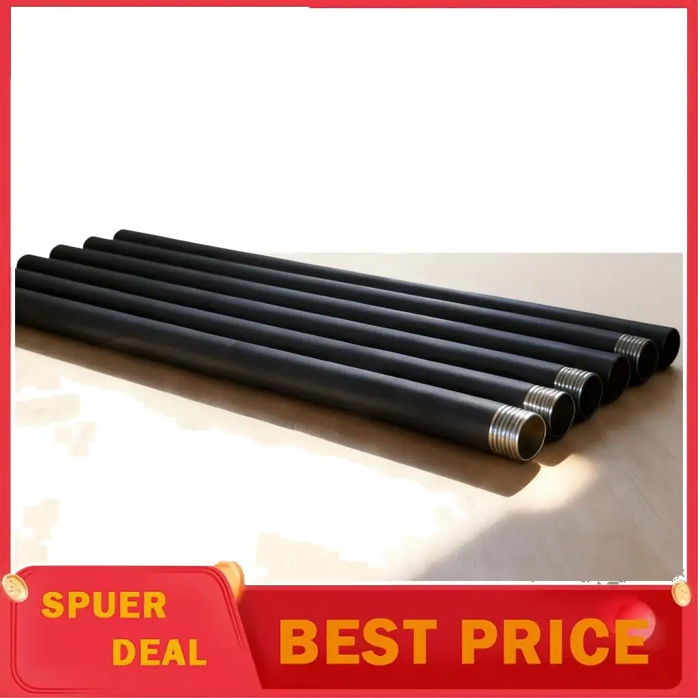Black Metal Curtain Rod Telescopic Adjustable Length Thickened Iron Construction Smooth Silent