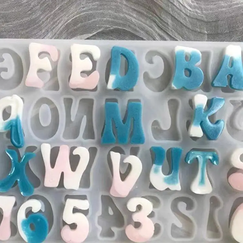 

MXMF Number Pendant Epoxy Resin Mould English Letter Silicone Mold Keychain Pendant for Birthday Home Decoration