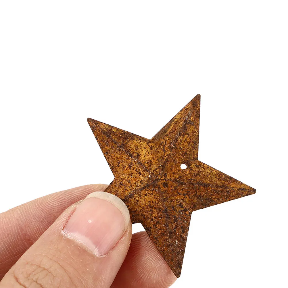 

30 Pcs Metal Five pointed Star Accessories Xmas naments Christmas Village Miniature Figurines Craft Farmhouse Small