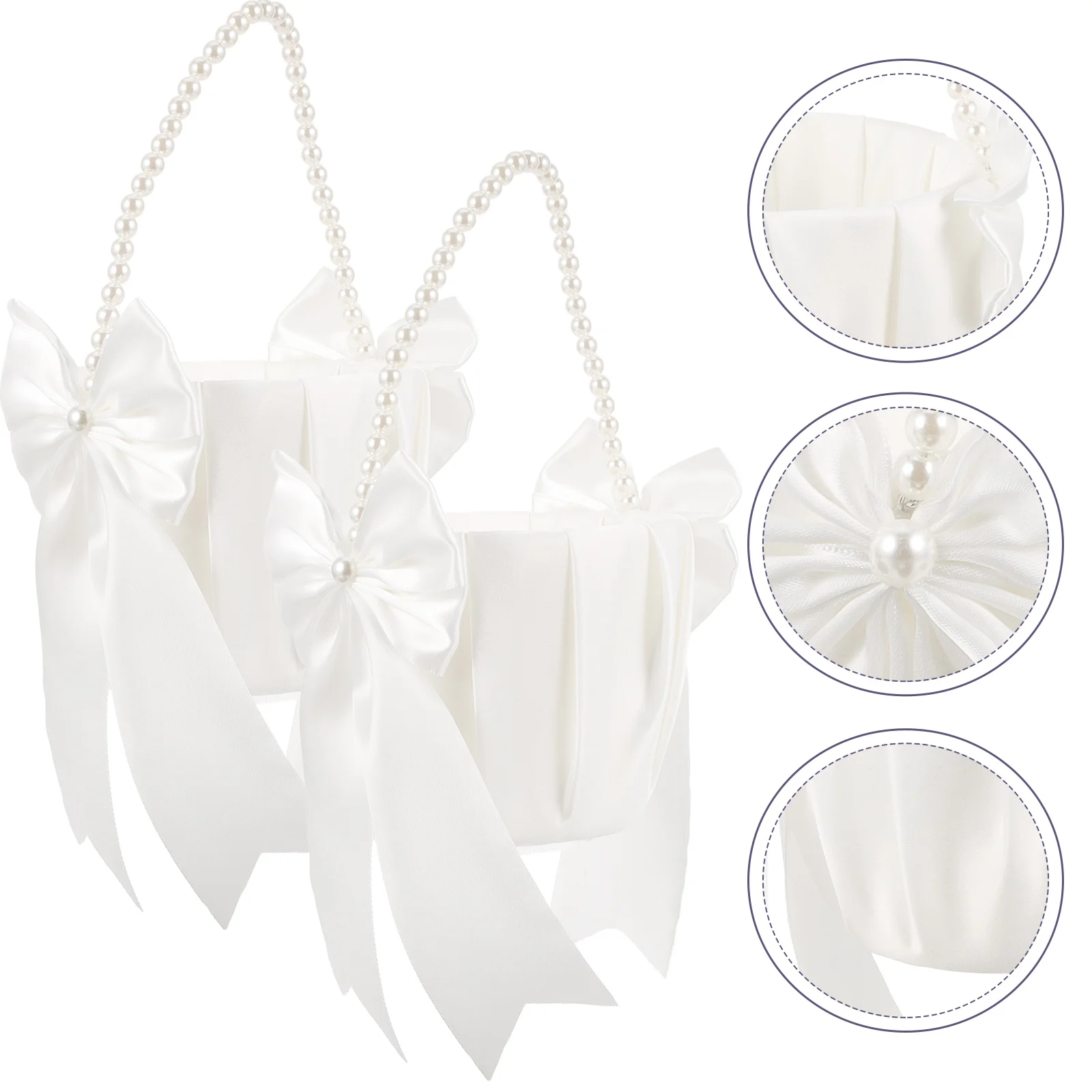 

2Pcs Wedding Party Baskets Fabric Flower Girl Basket Bride Bridesmaid Cloth Storage Decor Wedding Supplies Lace