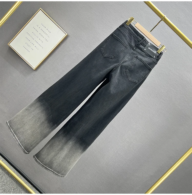 Ins European Style Wide-Leg Jeans Female 2024 New Spring High Waist Loose And Slimming Casual Pants Denim Mop Trousers Women
