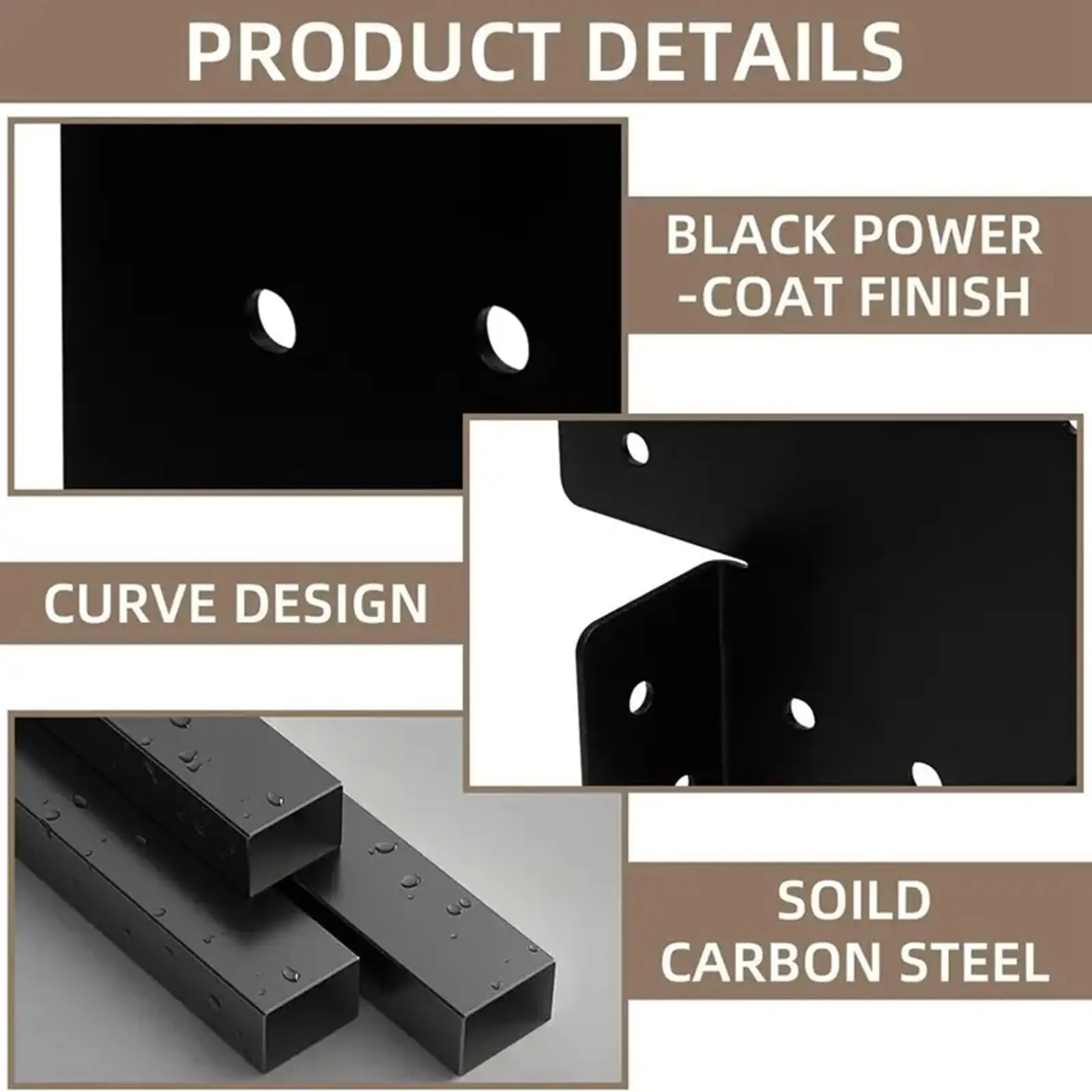 Durable Steel Pergola Brackets T Shape Adjustable for 4x4 Post Sturdy Connector for Balcony Yard Arbor Patio Wood Structure