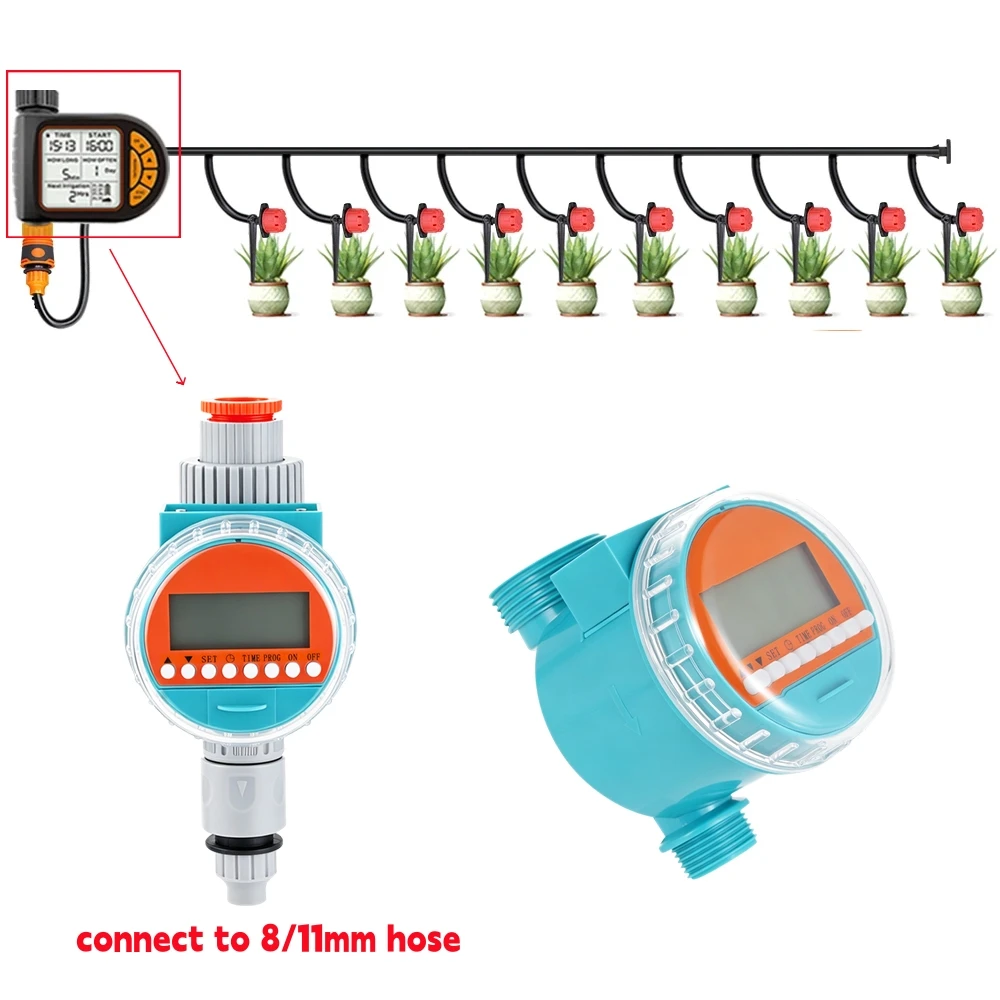 Garden LED Display Smart Timer Irrigation Kit 2-way 4-way Water Timer Splitter Waterproof Automatic Watering Controller 1 set