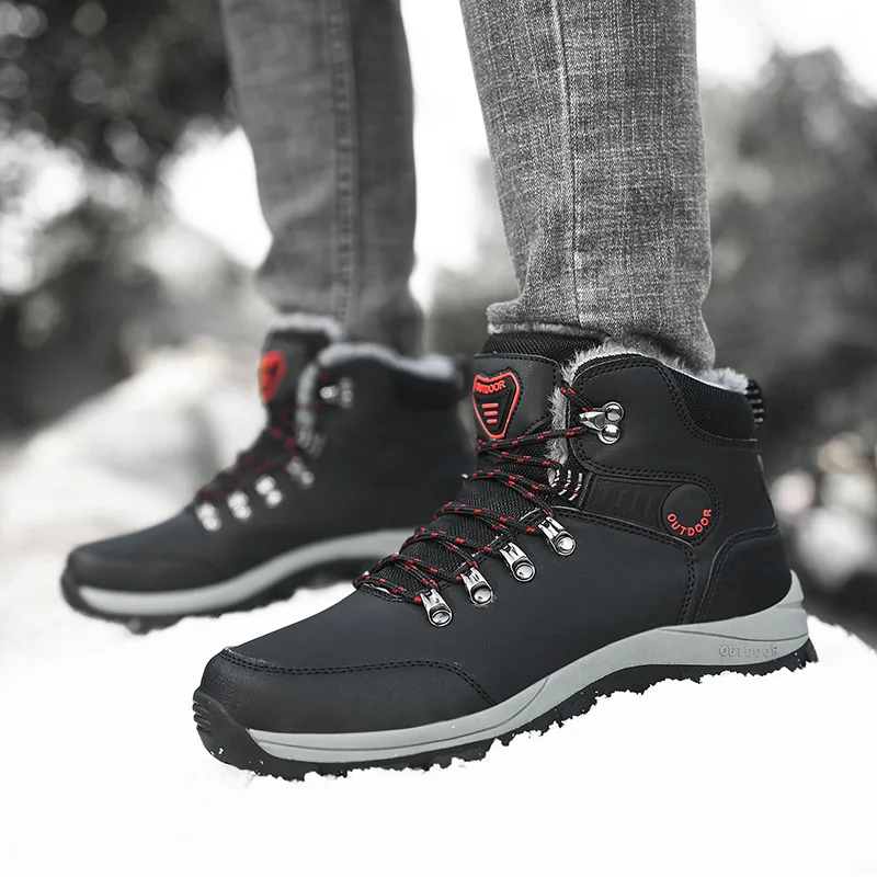 

Snow Boots Men Lightweight Shoes Men Plush Warm Fur Ankle Boots Sneakers Winter Men's Plus Size Footwear Working Shoes Male
