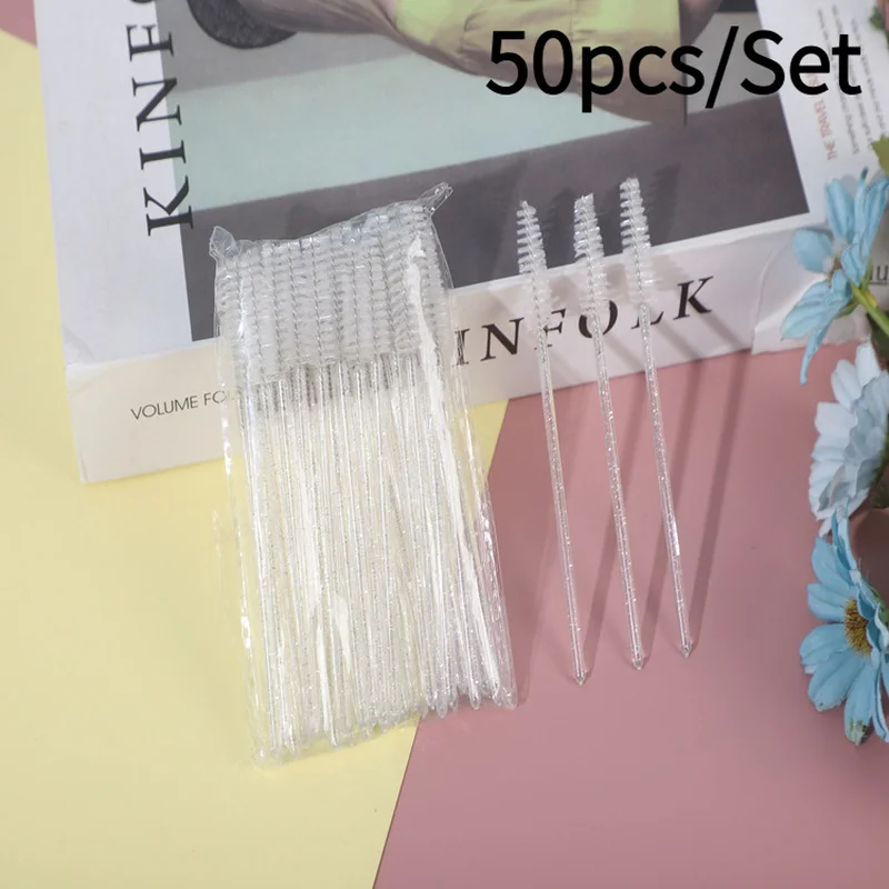 50pcs Makeup Eyelash Brushes, Makeup Tools, Eyelash Extension Brushes, Disposable Eyebrow Brushes, Cosmetic Eyelash Brush Tools