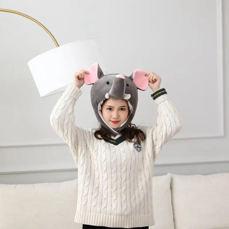 Elephant Head Party Hat Stylish Cosplay Props Funny Role Play Costume Hat Festival Headdress Cap Party Cap