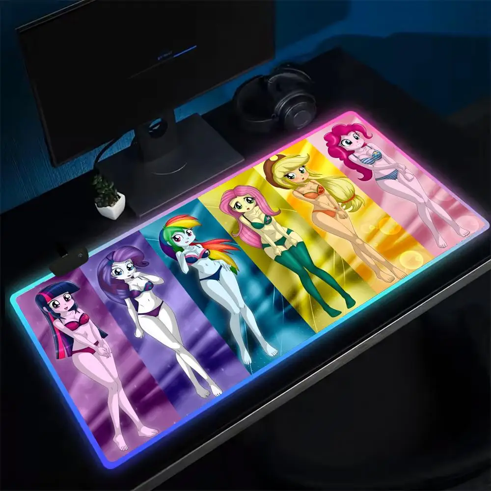 12HOT L-Little P-Pony Mouse Pad Anime Gaming Mouse Pad LED Table Pads Backlit Rubber Desktop XXL Mousepad RGB Desk Mats