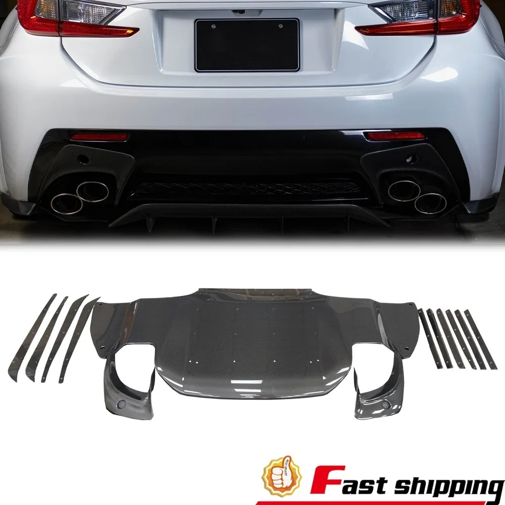 

Carbon Fiber Rear Diffuser+Exhaust Tailpipe Tip Cover For 14-19 Lexus RC F USC10