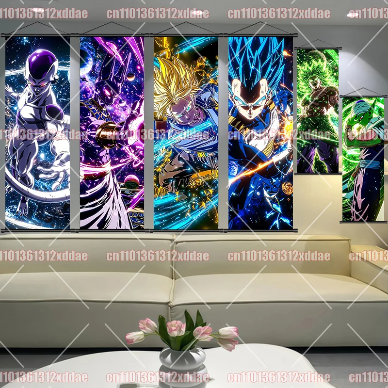 

Dragon Ball Scroll Painting Goku Vegeta Kakarot No. 18 Piccolo Gohan Trunks Broly HD Creative Poster Children's Holiday Art Gift