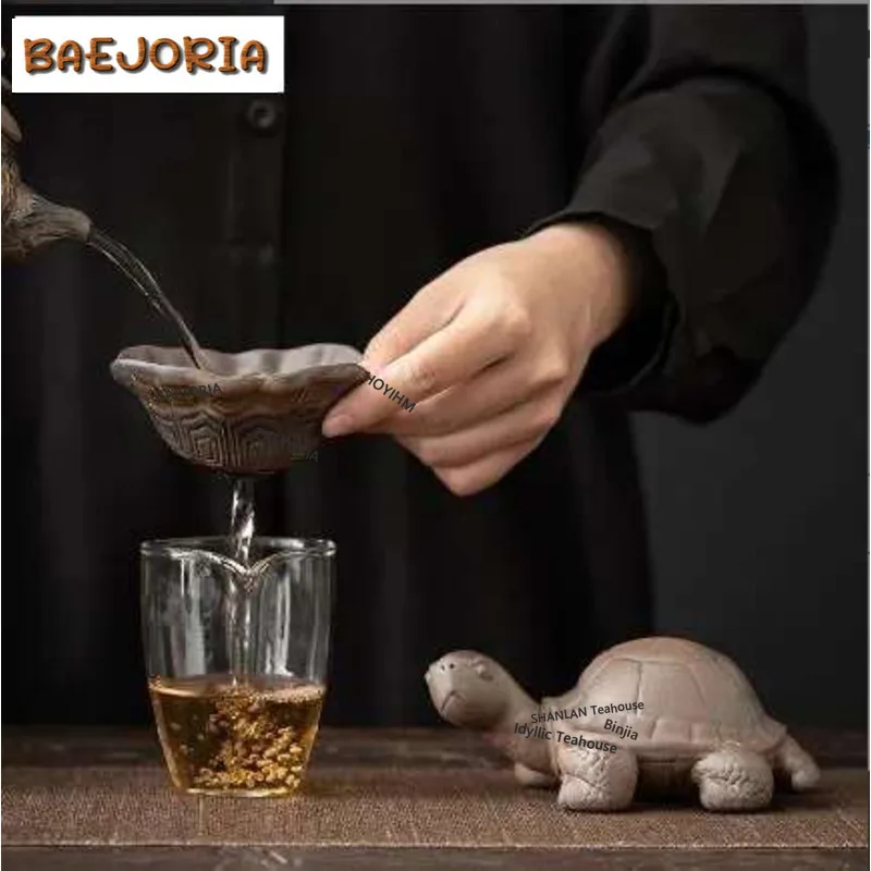 BAEJORIA Japanese Gilded Iron Glazed Ceramic Tea Separator Infusor Antique Turtle Tea Strainer Tea Maker Tea Filter Tea Set Gift