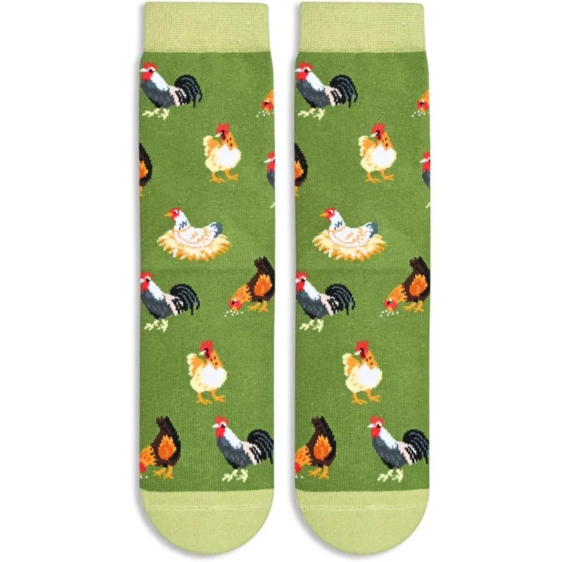 1pair Men Chicken green Business Soft Novelty Fashion Colorful Letter printing funny sock Gifts