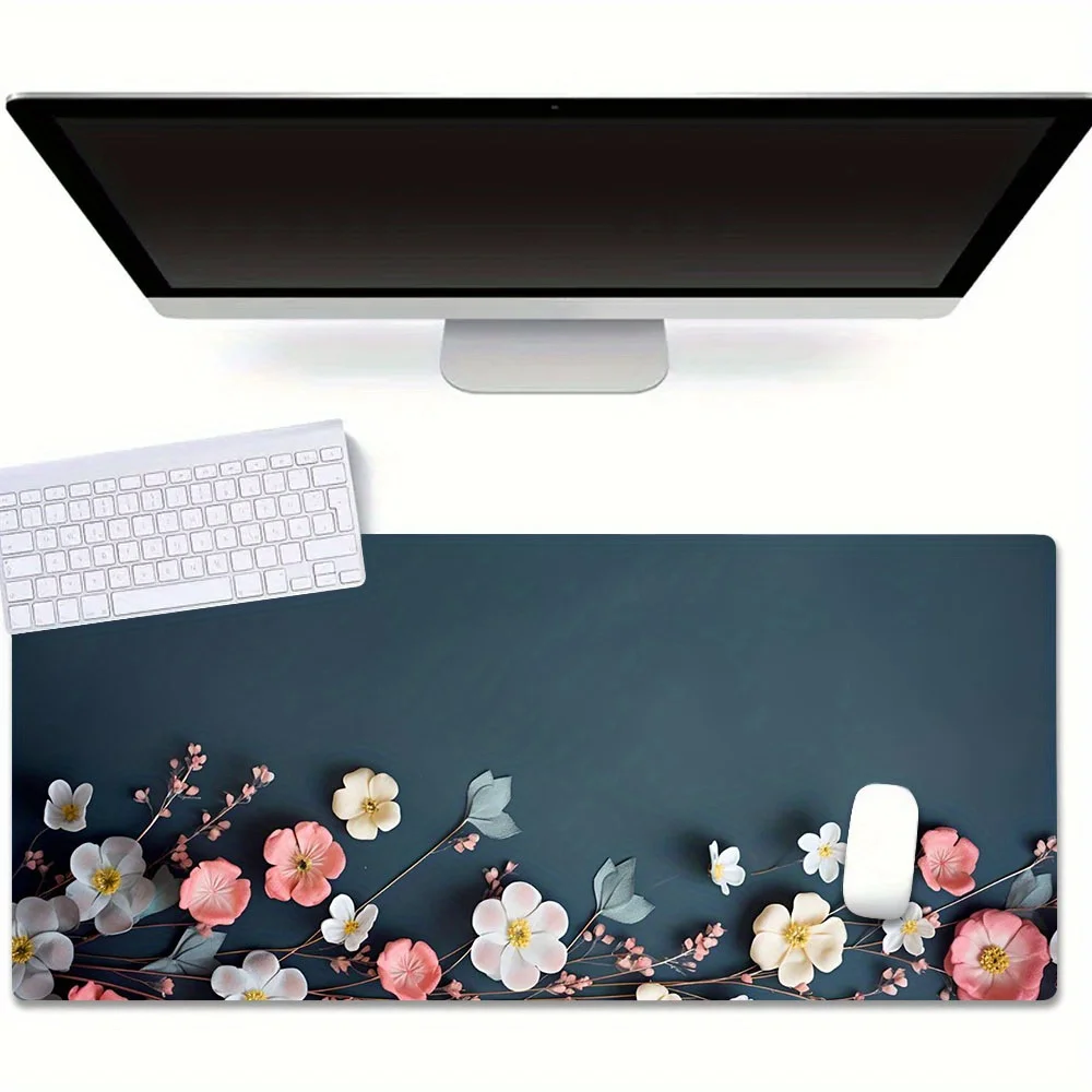 Cute Colourful Flowers Large Gaming Mouse Pad Fresh Floral Aesthetic Art Office Desk Mat Keyboard Pad NonSlip Computer Mouse Mat