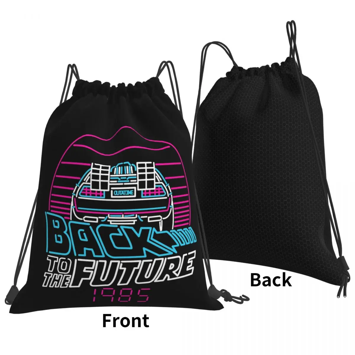 Back To The Future 80s Delorean Future 1985 Backpacks Portable Drawstring Bags Sundries Bag Book Bags for Man Woman Students