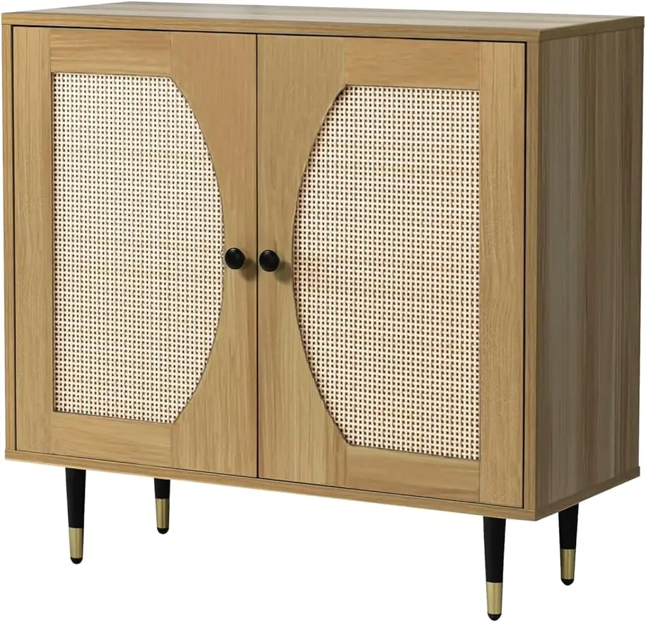 

Rattan Buffet Cabinet Sideboard with Storage, Kitchen Cabinet with Woven Natural Rattan Doors, Adjustable ShelvesConsole Tables