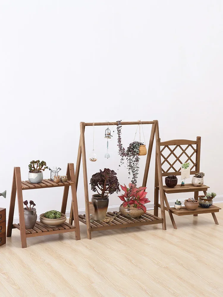 Solid wood flower stand multi-storey indoor green radish fleshy small shelf special living room floor-to-ceiling balcony chlorop