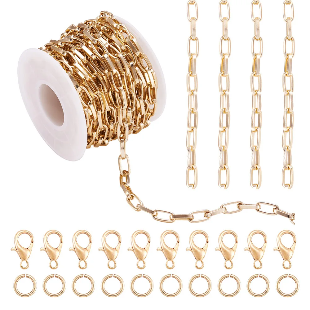 4.5mm 1 Set DIY Aluminium Necklaces Making Kits Aluminium Chains Golden Color for Making Necklace Bracelet Jewelry Supplies