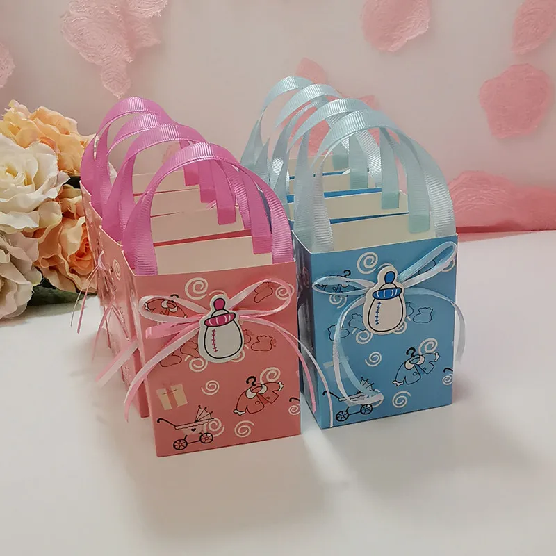 24pcs Baby Shower Decoration Chocolate Sweet Candy Box Mini Bottle Nipple Baptism Favor Box Children Birthday Party Gift Box