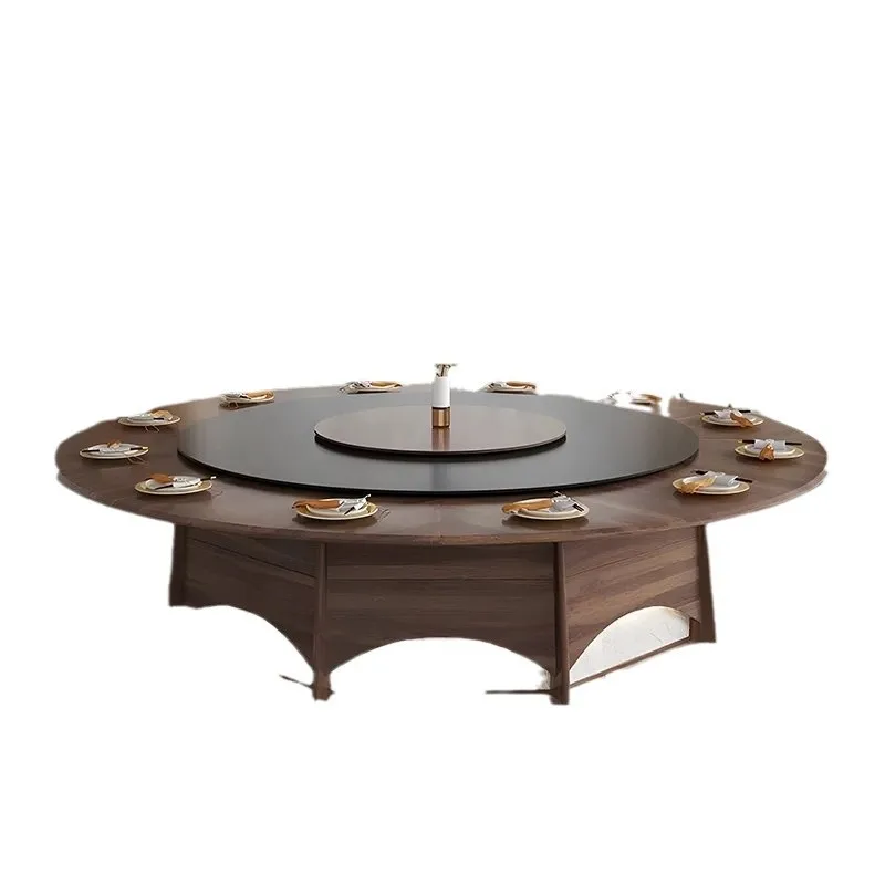 

Dining table, large round table, light strip, with slate, turntable, hotel, restaurant, clubhouse
