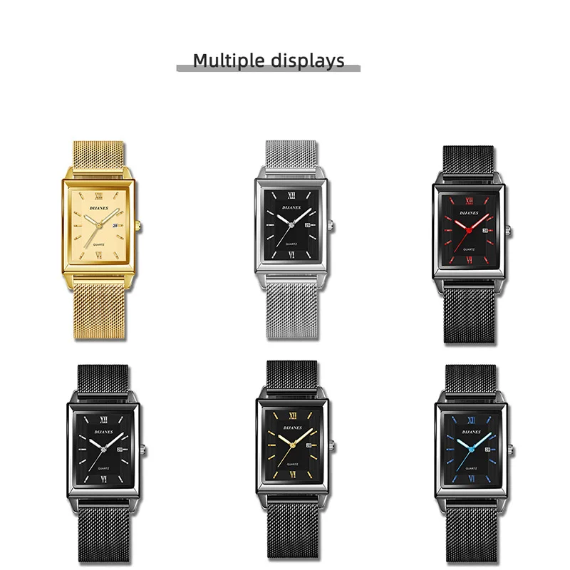 2024 Top Brand Luxury Watches for Men Fashion Quartz Wristwatch Square Gold Stainless Steel Watch Band Business Clock Gold Watch