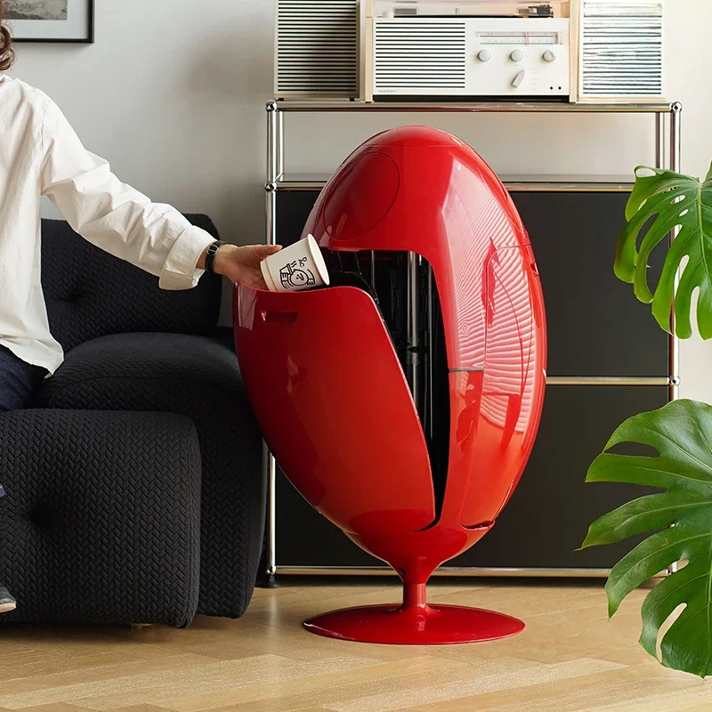 Nordic designer dinosaur egg trash can household living room rotating round sorting storage bucket