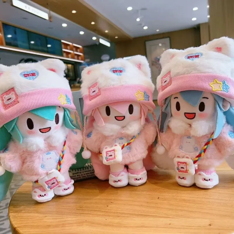 새로운 만화 귀여운 하츠네 미쿠 봉제 인형 사랑스러운 옷 입히기 인형 피규어 선물 장식품 미오미오 아이스크림 세트 크리스마스 선물