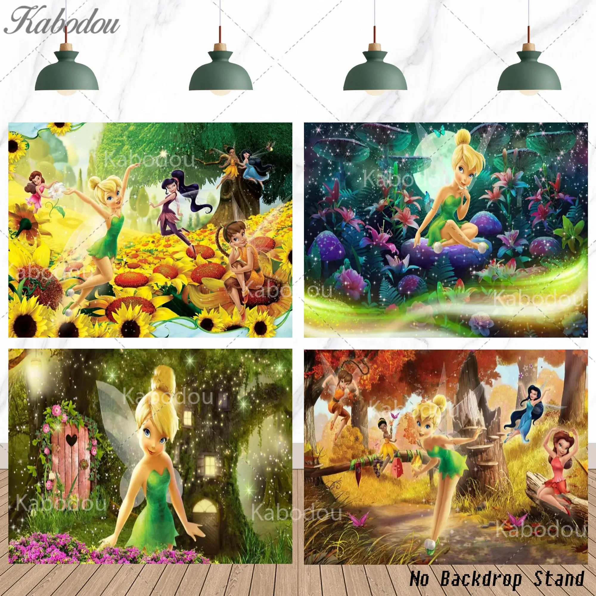 

Чудесный фон с тематикой феи Тинкербелл, подарки для малышей, баннер для дня рождения, фон для детской комнаты, постер для фотосъемки, декоративные наклейки