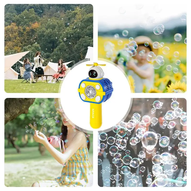 Space Bubble Maker Automatic Bubble Blower Illuminating Bubble Blower Wand Continuous Stream Blower Light Up LED Party Favors