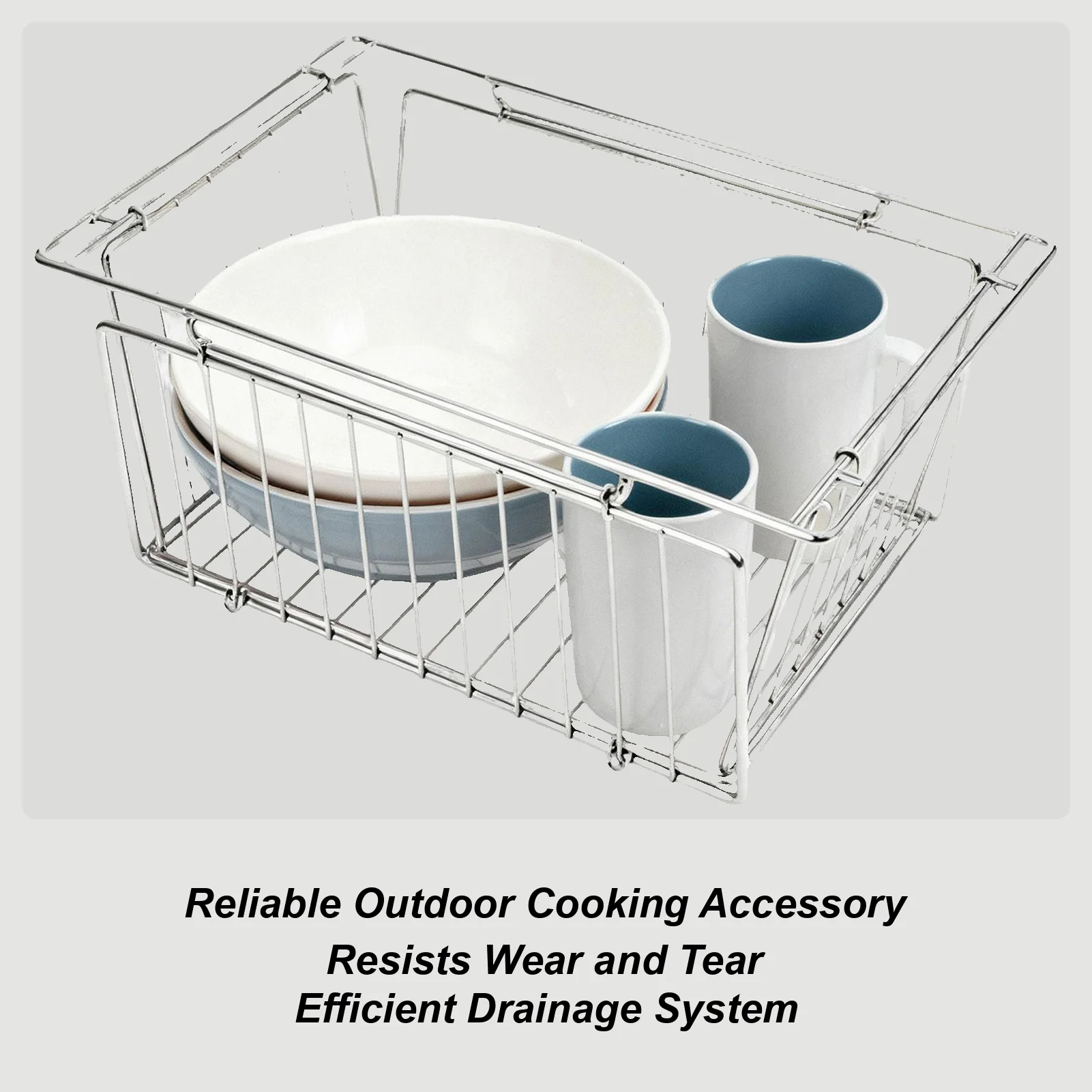 

Outdoor Basket Stainless Steel Folding Outdoor Gear Portable Basket Camping Storage Containers For Home Indoor Picnic BBQ