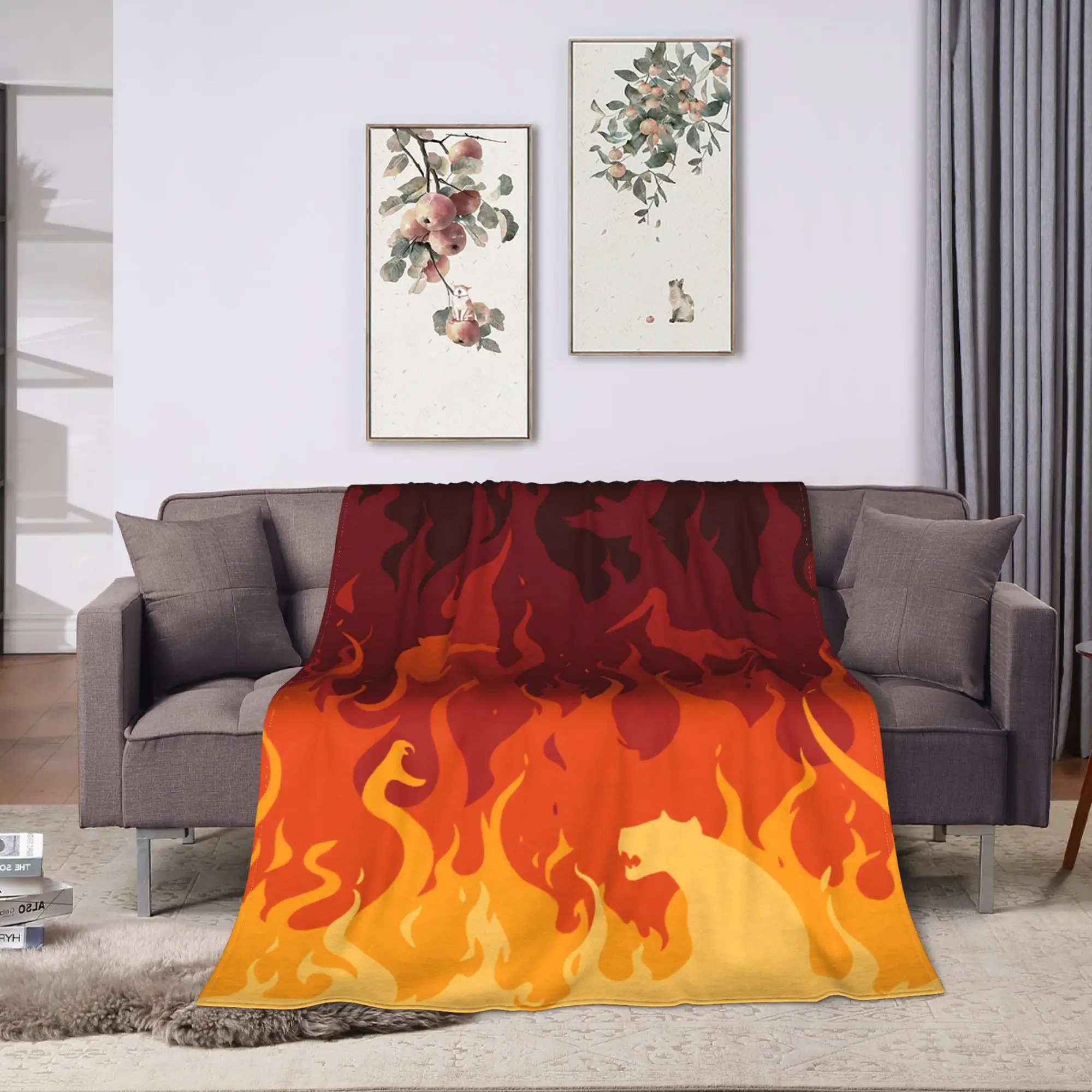 Fire Flames Soft Warm Blanket  Child Plush Throw Blanket Street Trend Outdoor Flannel Bedspread Sofa Bed Cover