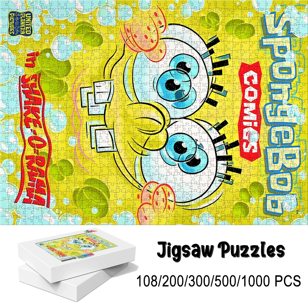 SpongeBob SquarePants Houten Vloer Puzzelspel Creatief Dubbel Schaduwontwerp Verkrijgbaar in 108/200/300/500/1000 Stuks Hoogwaardig