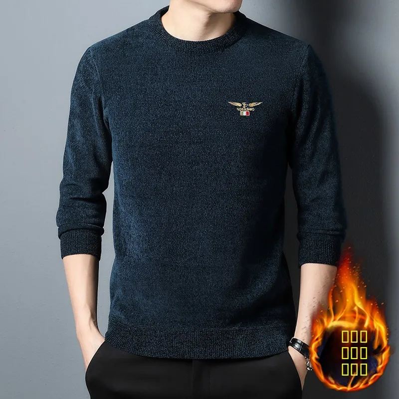 

Мужской цельный вязаный свитер Thiened Fce на подкладке, модный осенне-зимний теплый базовый слой irt Soft Camere Modal Fa...