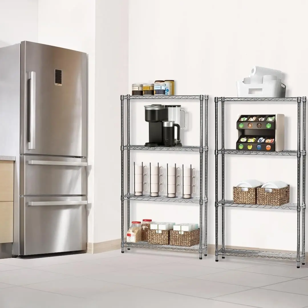 Chrome Wire Shelving 4 Tier Storage Rack 8
