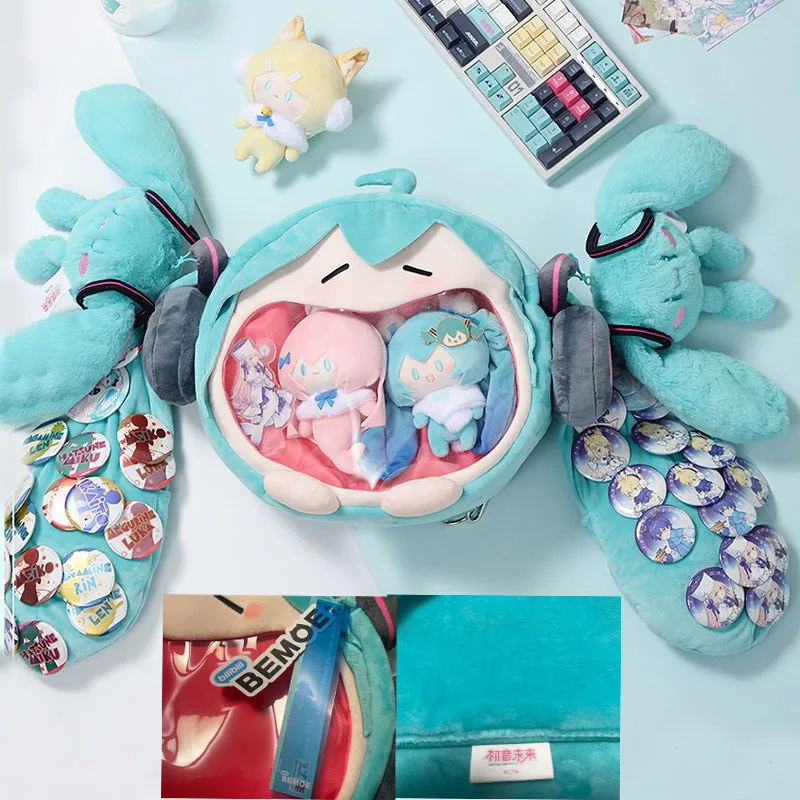 Original Kawaii Anime Miku Cosplay Plush Backpack Ita Bag Women School Student Crossbody Bags Hatsune Back Packs Travel bag