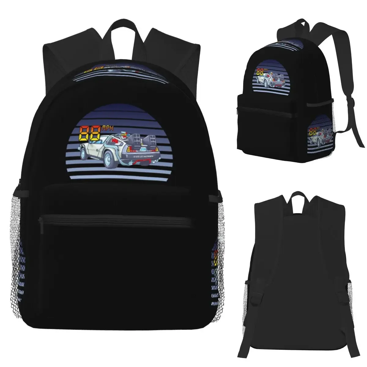 DeLorean Back To The Future Student Backpack School Bag Hiking Travel Daypack for Men Women Fashion Bookbag Shoulder Bags