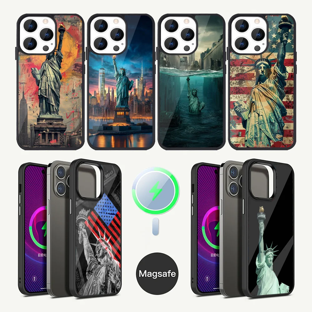 Statue of Liberty New York Phone Case For iPhone 16,15,14,13,12,11,Plus,Pro,Max Mini Magsafe Magnetic Wireless Charging