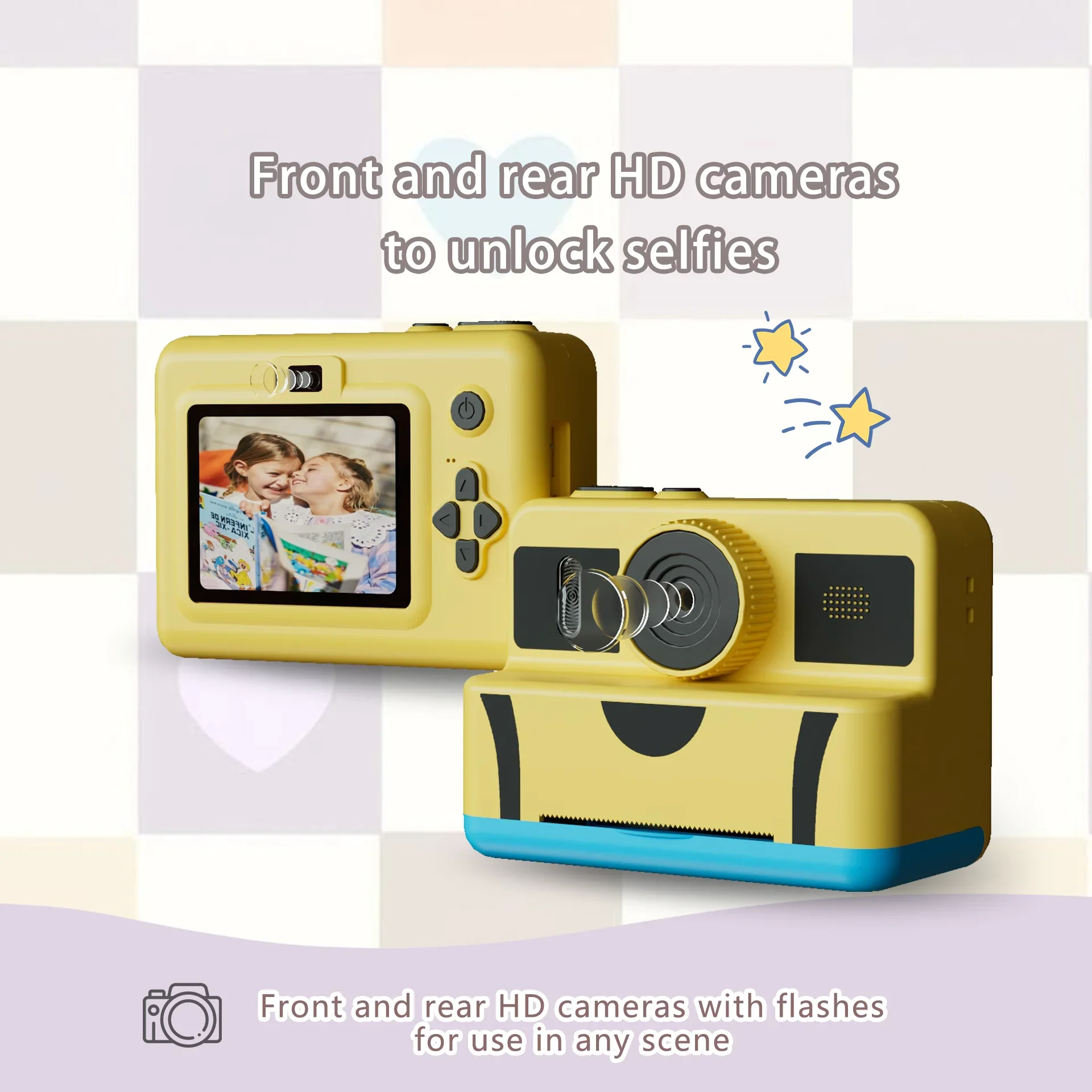 Instant Camera voor kinderen Selfie Digitale camera met 720P-video 2,8-inch scherm Voor- en achterkant Dual Lens Draagbare reiscamera Speelgoed