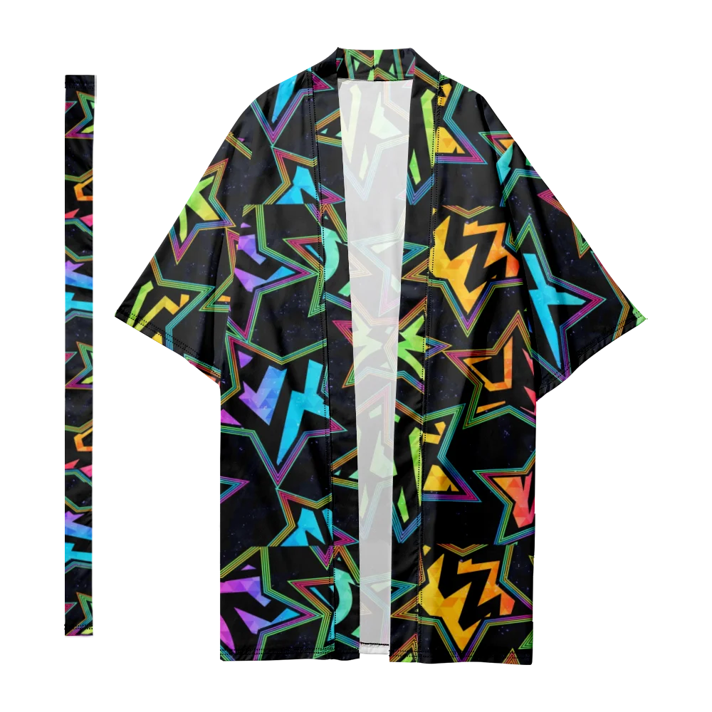 

Long Kimono Samurai Vintage Japanese Style Kimono Psychedelic Stars Kimono Fashion Cardigan Bathrobes Yukata Harajuku Jacket