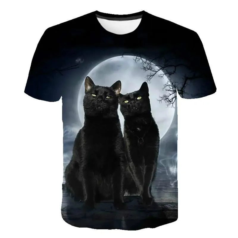 Summer Fashion Lovely New Cool Men Women 3D T-shirt Print Cat Short Sleeve Summer Tops Tees Female T-Shirt