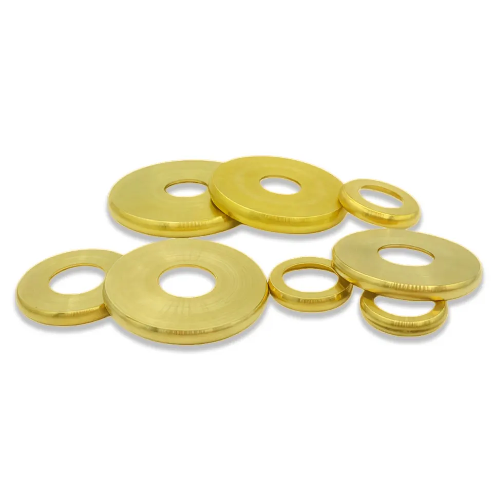 5Pcs Brass Water Pipe Straight Edge Flat Cover Fixed Pipe Cover Rolled Edge Round Cover With Middle Hole 10.5mm Sealing Cover