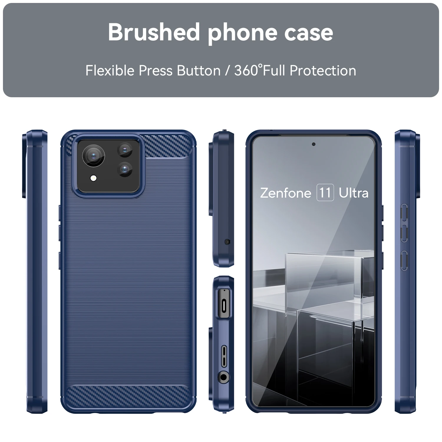 FERISING Case For Asus Zenfone 11 Ultra Case Silicone TPU Shockproof Carbon Cover for ASUS Zenfone11 Ultra Funda Capas Coque