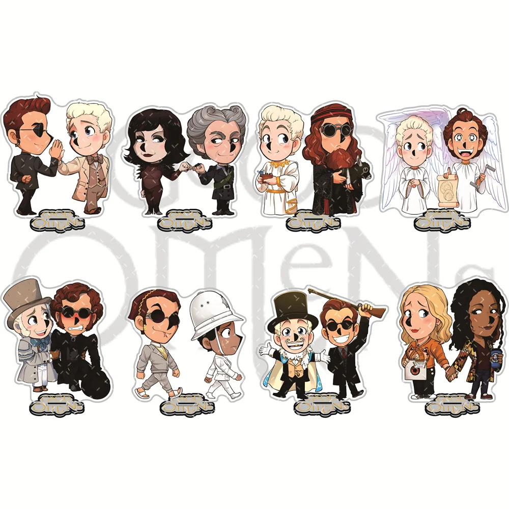 Good Omens 13cm Acrylic Stand Figures Aziraphale & Crowley Anime Collectible Merchandise Desktop Decoration Fan Gift
