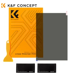 K&F CONCEPT Polarized Film 300*200mm,Film Scraper 2 Dry and Wet Cloth Alcohol Bags, 99.99% Polarization Rate High Transmittance